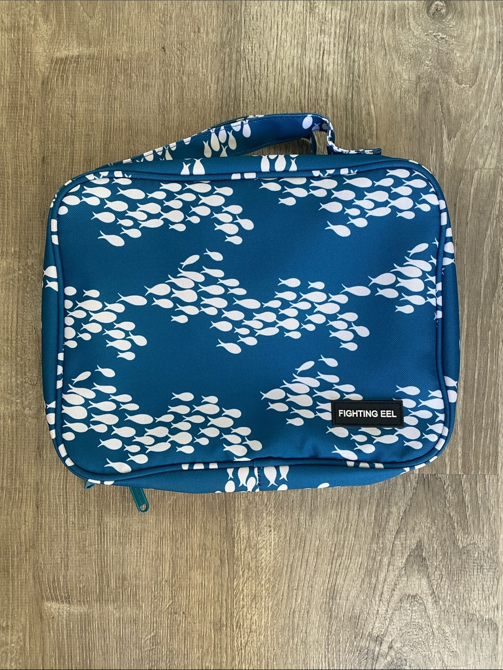 Fighting Eel Teal Blue Fish Toiletry Bag